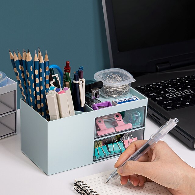 Consumer Electronics Stationery | Pen Pencil Holder Cup Multifunction With Drawer Plastics for School Student Children - FF59427