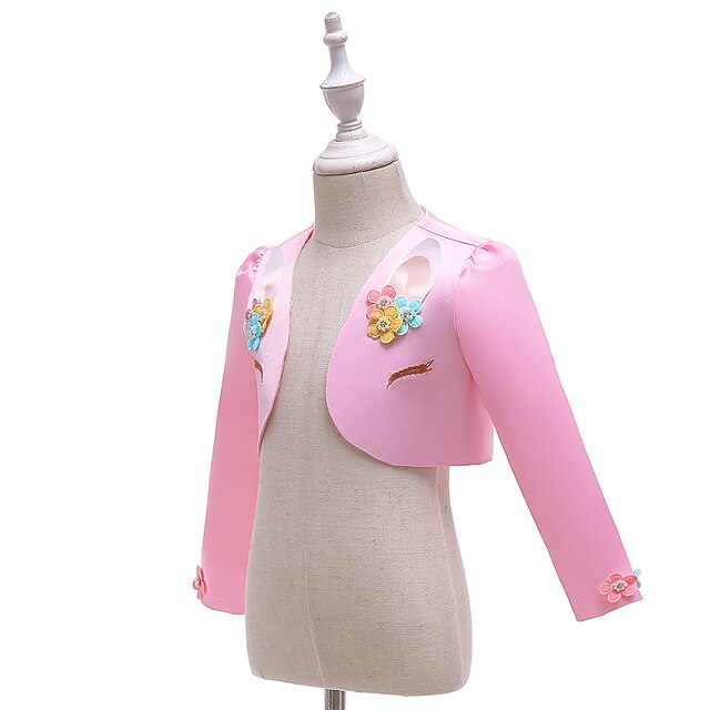 Baby & Kids Girls Clothing | Kids Girls Coat Long Sleeve White Pink Floral Unicorn Embroidered Spring Summer Cute Party 3-12 Yea