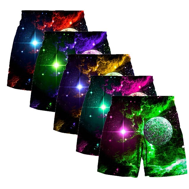  Boys 3D Galaxy Shorts Summer Spring Active Streetwear 3D Print Polyester Kids 3-12 Years Outdoor Street Sport Regular Fit