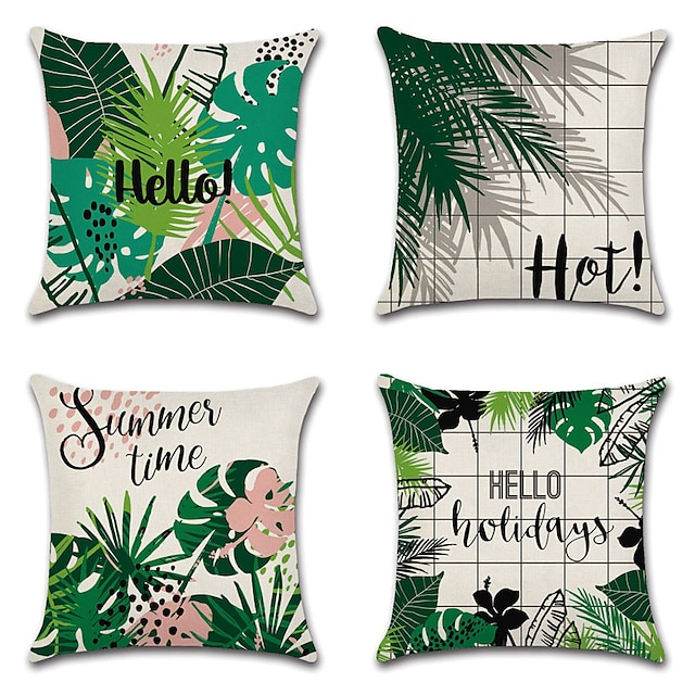 Home & Garden Home Decor | Summer Time Double Side Cushion Cover 4PC Soft Decorative Square Throw Pillow Cover Cushion Case Pill