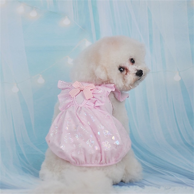  Vêtements pour chiens de compagnie été mince mignon princesse arc amour jupe en maille vêtements amusants pour animaux de compagnie