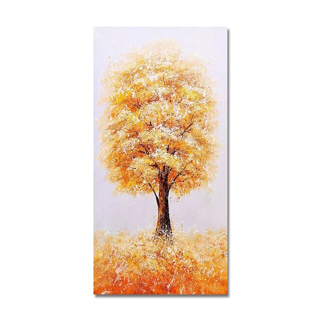 Home & Garden Wall Art | Oil Painting Hand Painted Vertical Abstract Floral / Botanical Modern Stretched Canvas - PB31579