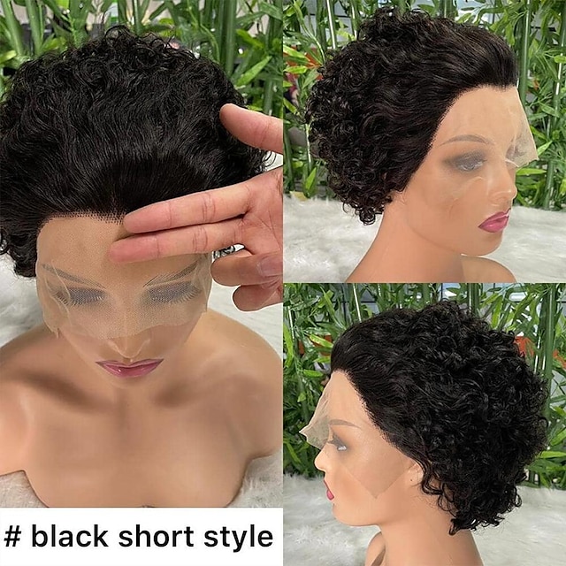 Beauty & Hair Wigs & Hair Pieces | Short Pixie Cut Wig Wet And Wavy Lace Wig Deep Curly Human Hair Wigs For Black Women Full Mac