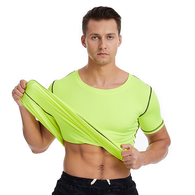 Sports & Outdoors Running, Jogging & Walking | Mens Crew Neck Yoga Top Solid Color Green White Yoga Fitness Gym Workout Tee Tshi