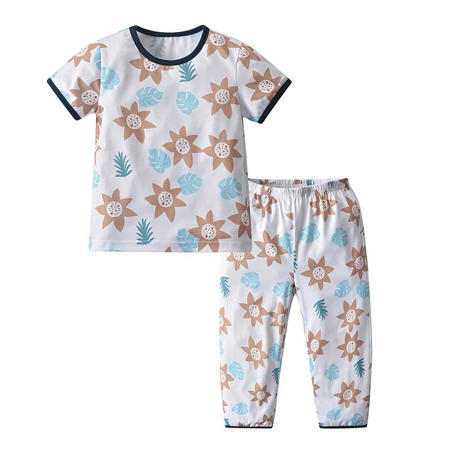 Baby & Kids Boys Clothing | Kids Boys T-shirt & Shorts Shorts Set Clothing Set 2 Pieces Short Sleeve Multi color Floral Cotton B