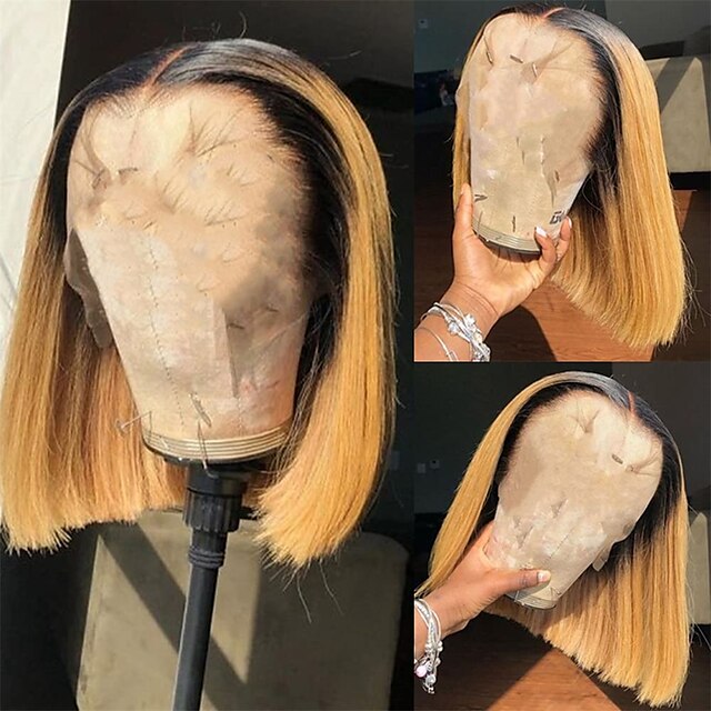 Beauty & Hair Wigs & Hair Pieces | Honey Blonde Bob Wig #1B/27 Color Straight Short Bob Wig 13x4 Lace Front Human Hair Wigs Braz