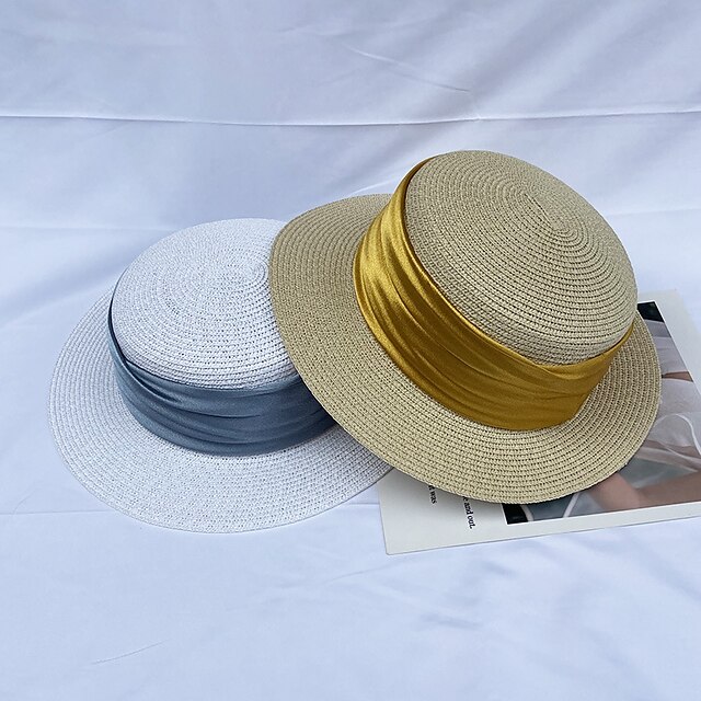 Shoes & Bags Fashion Accessories | 1pcs Flat Top Hat Fashion Summer Women Straw Hat Female Sun Hats Black Panama Outdoor Beach H