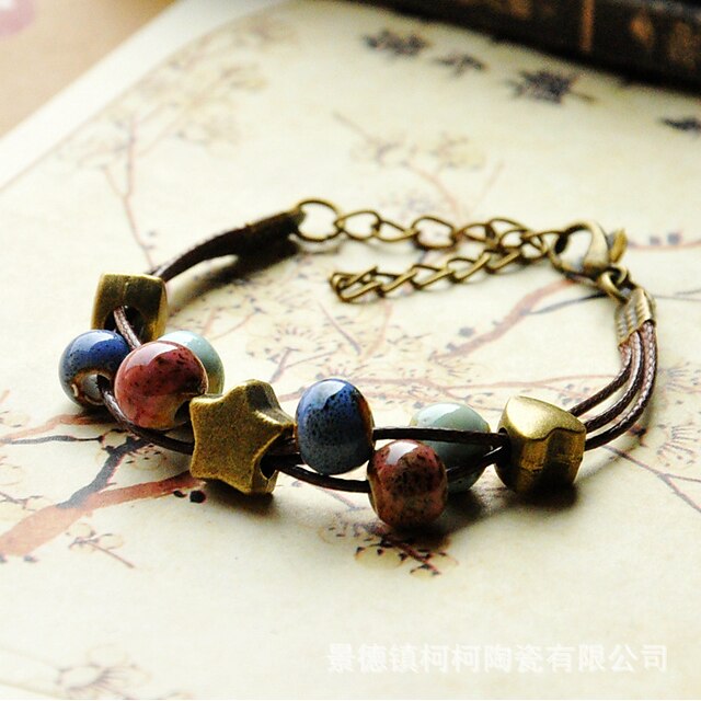 Shoes & Bags Fashion Accessories | Womens Bead Bracelet Friendship Bracelet Retro Vintage Theme European Boho Ceramic Bracelet J