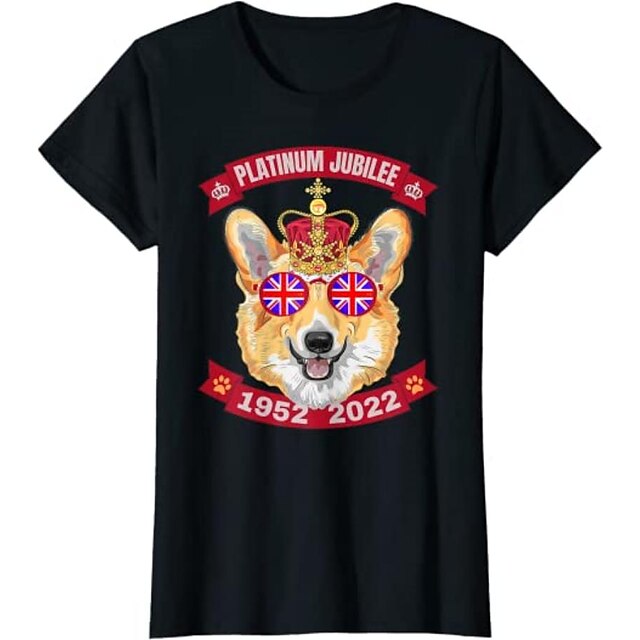 Toys & Hobbies Cosplay & Costumes | Inspired by Queens Platinum Jubilee 2022 Elizabeth 70 Years British Corgi T-shirt 100% Polye