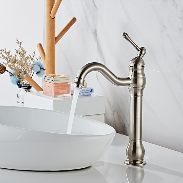  Bathroom Sink Faucet Antique Brass/ORB/Brushed Nickel Rotatable Single Handle One Hole Bath Taps
