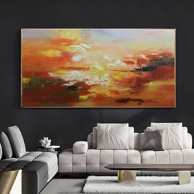 Home & Garden Wall Art | Handmade Oil Painting CanvasWall Art Decoration Abstract Knife Painting Landscape Orange For Home Decor