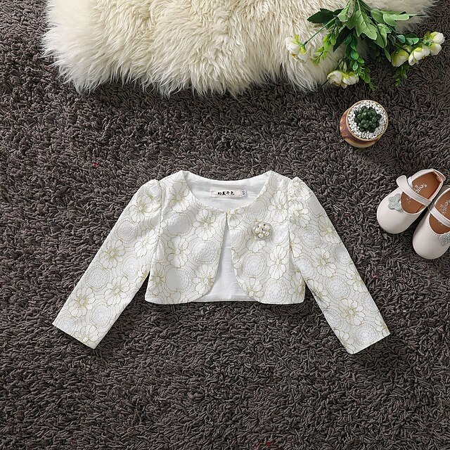 Baby & Kids Girls Clothing | Kids Girls Coat Long Sleeve White Floral Embroidered Spring Summer Cute Party 2-12 Years - CS56511