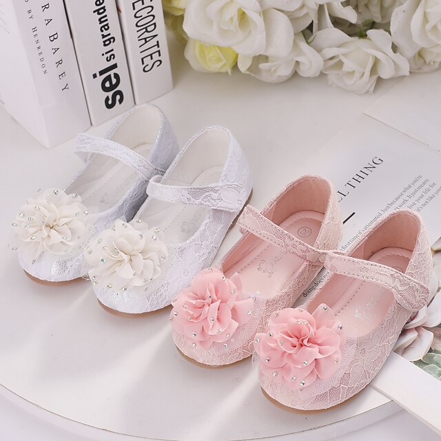 Shoes & Bags Kids Shoes | Girls Shoes Lace Comfort / Flower Girl Shoes Flats Flower / White Shoes for Wedding Party - HQ24628