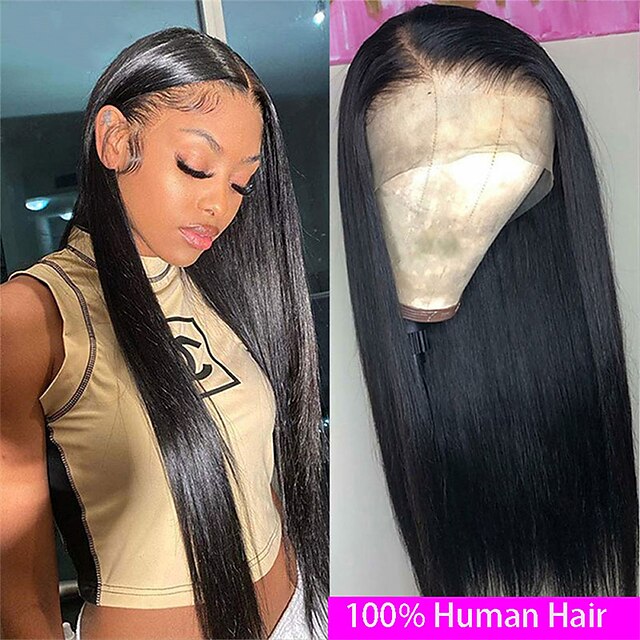 Beauty & Hair Wigs & Hair Pieces | Brazilian Straight Lace Front Wigs 100% Human Hair Transparent 4x4x1 T Part Lace Wigs 150%/18