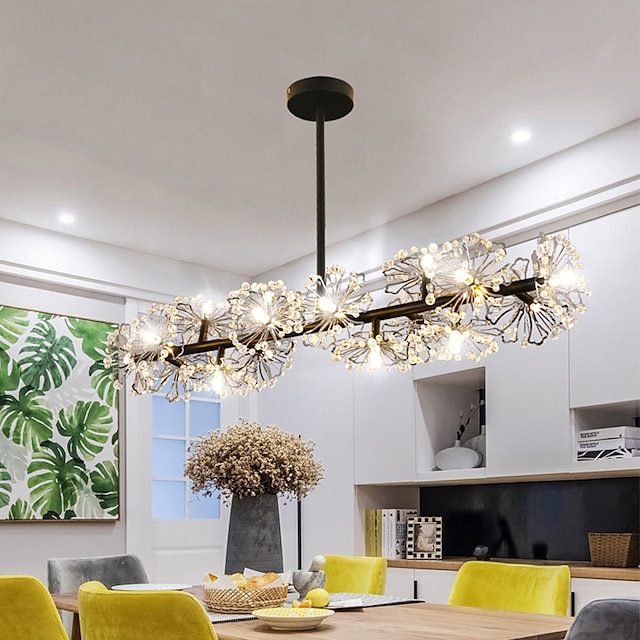  105 cm style floral lustre cristal suspension led acier inoxydable style artistique moderne salon salle à manger chambre