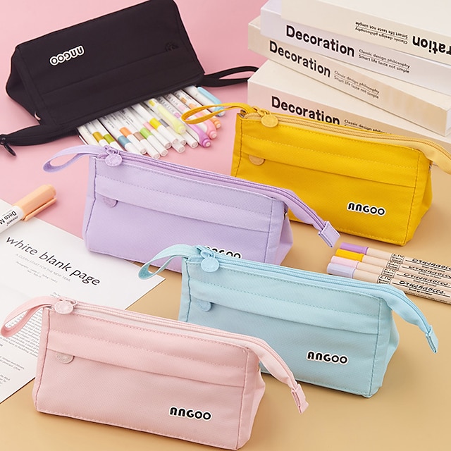 Consumer Electronics Stationery | Pencil Case Pen Pouch Marker Bag Wear-Resistant Multifunction With Zipper Canvas for School Of