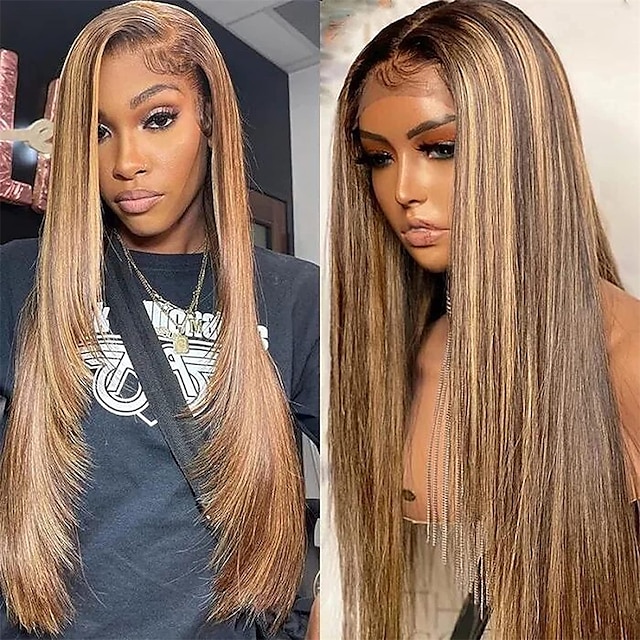Honey Blonde Lace Front Human Hair Wig Ombre Highlight #TL412 Color  Brazilian Remy Straight Hair 13x4 Lace Frontal Wig Pre Plucked with Baby  Hair for Women 150% Density 9097174 2023 – $