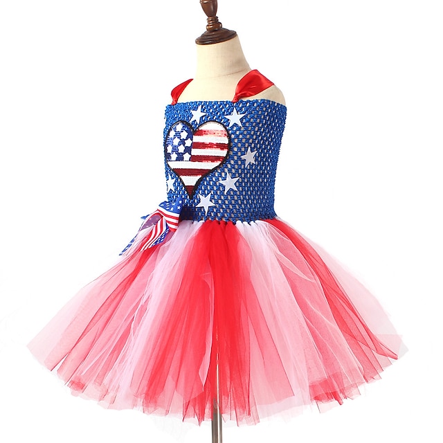 Toys & Hobbies Cosplay & Costumes | USA Flag Dress Cosplay Costume Kids Girls Cosplay Party Festival Festival / Holiday Polyeste