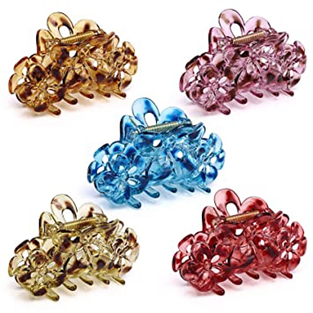 Shoes & Bags Fashion Accessories | 5 Pack Hair Claw Clips for Women Amber Claw Hair Clips Acrylic Hair Claws Strong Hold jaw cli