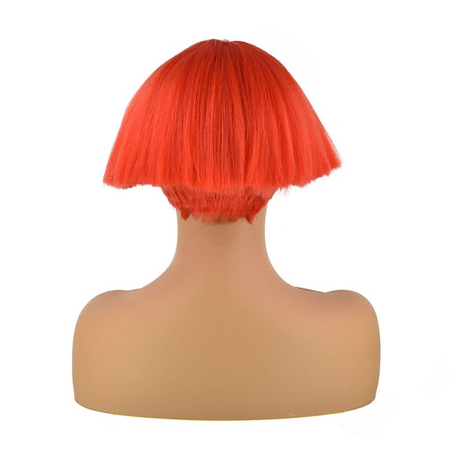 Beauty & Hair Wigs & Hair Pieces | Synthetic Wig Straight Bob With Bangs Machine Made Wig Short Green Red Synthetic Hair Womens 