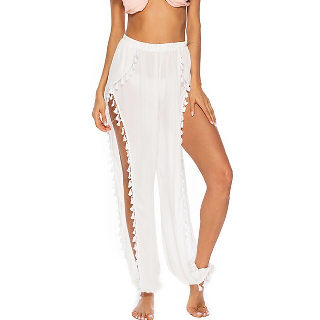 Maillots de Bain Vêtement couvrant Fond de plage Maillot de bain Femme Franges Troué Couleur