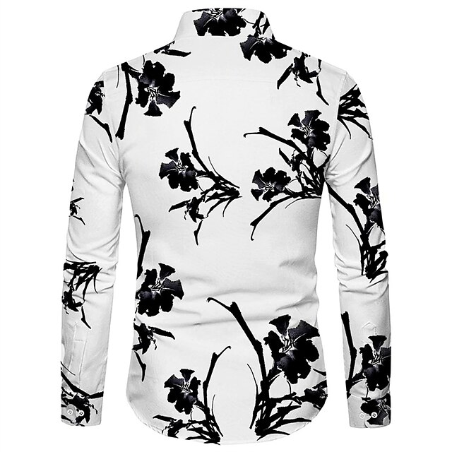 Mens Clothing Mens Shirts | Mens Shirt Floral Graphic Turndown Casual Daily Button-Down Long Sleeve Tops Casual Fashion Breathab