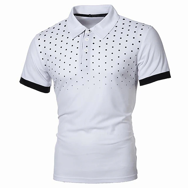 Men's Tennis Shirt Polo Shirt Work Business Collar Polo Collar Short Sleeve Streetwear Basic Graphic Polka Dot Print Regular Fit Black White Wine Navy Blue Blue Orange Tennis Shirt 16