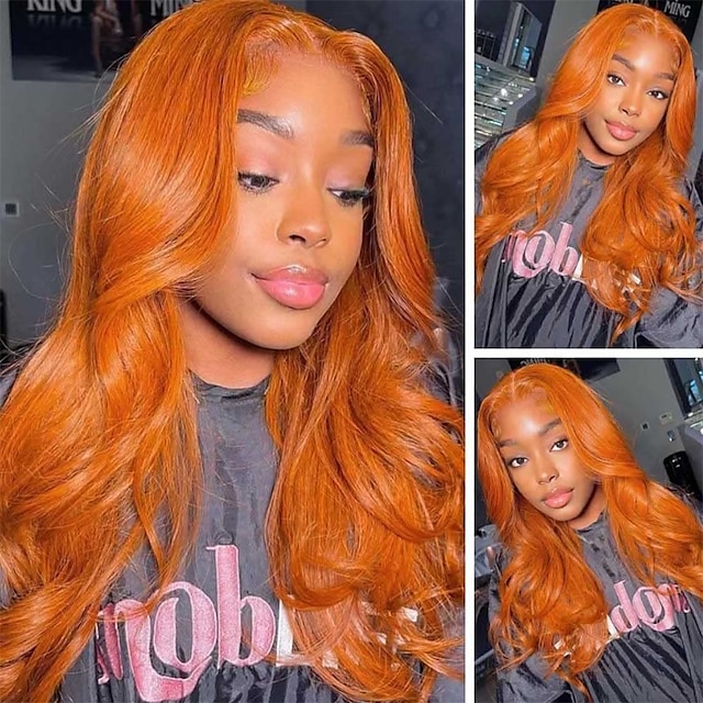 Beauty & Hair Wigs & Hair Pieces | Orange Ginger Body Wave Lace Front Wig Colored Human Hair Wigs for Black Women 13x4 Transpare