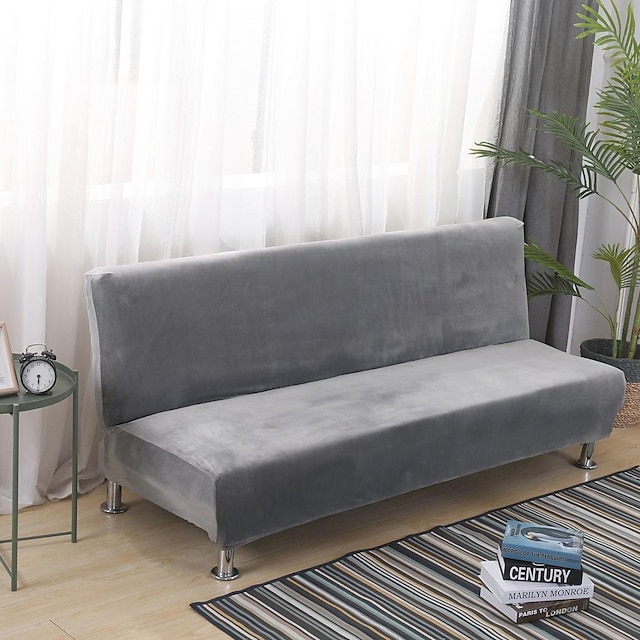  stretch fløjl futon sofa betræk armløs sovesofa betræk møbelbeskytter uden armlæn blød med elastisk bund til børn