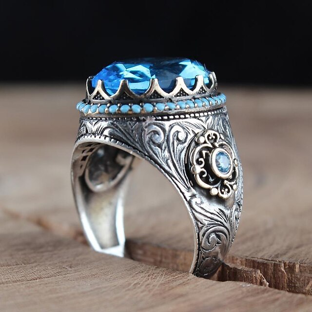 Shoes & Bags Fashion Accessories | 1pc Ring Midi Rings For Womens Blue Jasper Street Gift Daily Imitation Diamond Alloy Vintage 