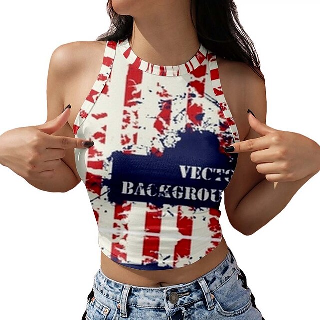 Toys & Hobbies Cosplay & Costumes | USA Flag Cosplay Costume Vest Adults Womens Cosplay Party Festival Festival / Holiday Polyes