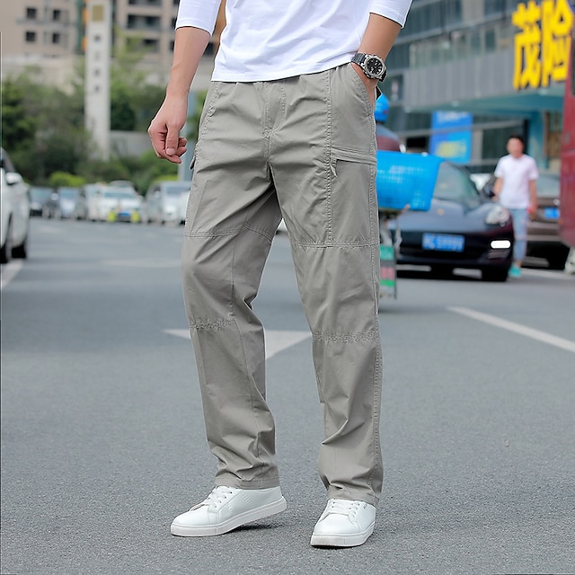 Mens Clothing Mens Bottoms | Mens Cargo Cargo Pants Full Length Pants Daily Inelastic Solid Color Outdoor Mid Waist ArmyGreen Li