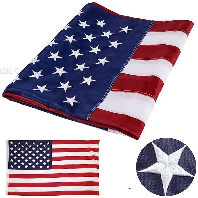  5ft X 3ft (150cm X 91cm) Embroidered American Flag Embroidered Flag 90*150cm