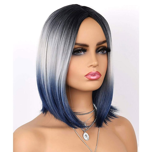  ломбер парики короткий боб парик синие красочные парики синтетический парик для вечеринок ежедневный боб парик для женщин
