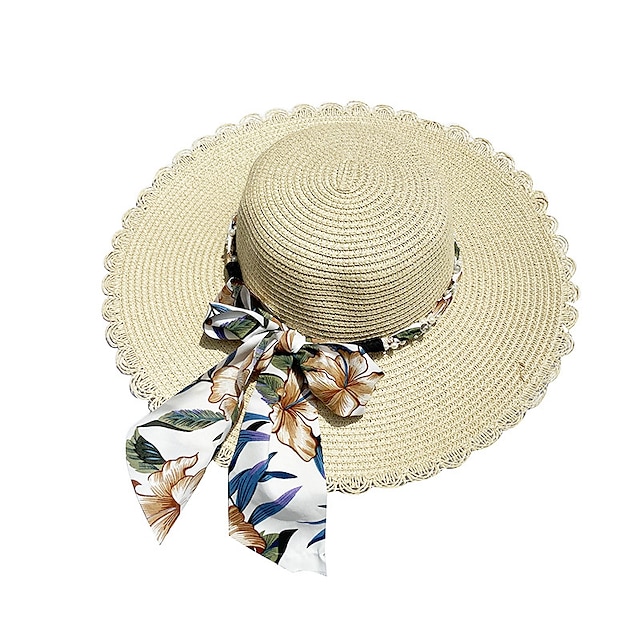 Shoes & Bags Fashion Accessories | 1pcs Summer Straw Hats Ladies Big Brim Hat Seaside Shade Sunscreen Hat With Lace Pearl Stream