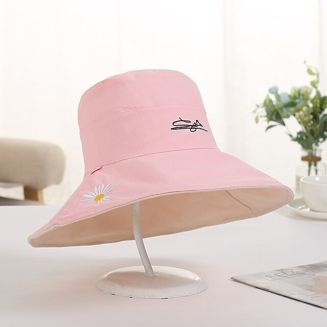 Shoes & Bags Fashion Accessories | 1pcs Women Summer Double Sided Sunscreen Foldable Bucket Hat Fisherman Cap Flower Embroidery 