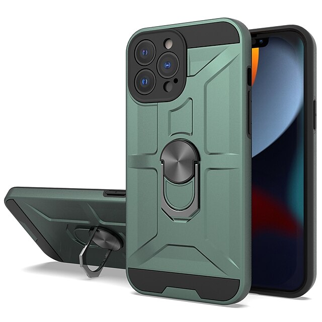  Phone Case For Apple Back Cover iPhone 13 Pro Max 12 11 SE 2022 X XR XS Max 8 7 Ring Holder Military Grade Protection Shockproof Solid Colored Armor TPU PC