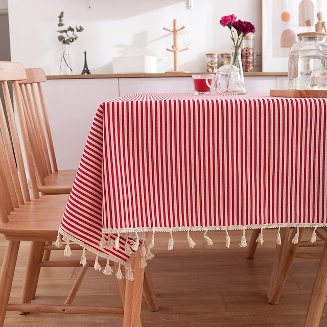  bondgård bordsduk bomull linne rektangel dukar för kök, middag, fest, semester, buffé semester familjesammankomst