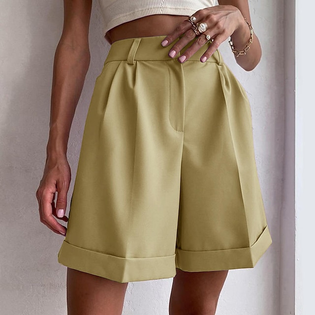 Womens Clothing Womens Bottoms | Womens Fashion Shorts Sunday Shorts Wide Leg Short Pants Casual Weekend Micro-elastic Solid Col