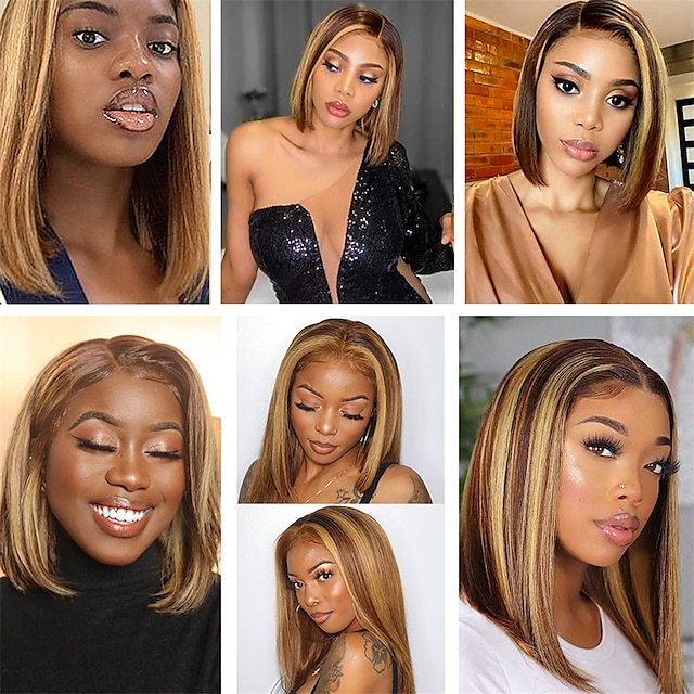 Beauty & Hair Wigs & Hair Pieces | Highlight Bob Wig Human Hair Lace Front Wigs 4x1 T Part Lace Wig Human Hair Wigs Brazilian Wi