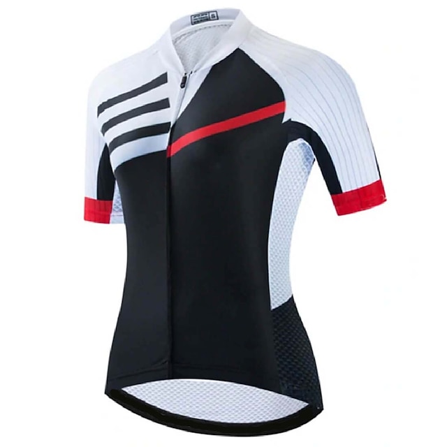  21Grams Women's Cycling Jersey Short Sleeve Bike Top with 3 Rear Pockets Mountain Bike MTB Road Bike Cycling Breathable Quick Dry Moisture Wicking Reflective Strips Violet Black Yellow Stripes Sports