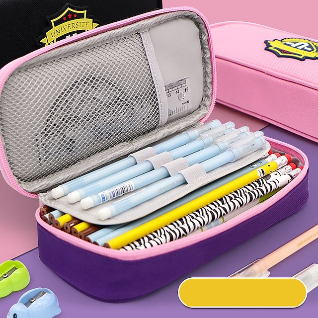 Consumer Electronics Stationery | Pencil Case Pen Pouch Marker Bag Wear-Resistant Multifunction With Zipper Canvas for School Of