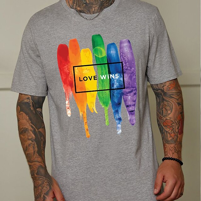  Herren Regenbogen T Shirt Lässiger Stil 100% Baumwolle Kurzarm Grafik Hemd Schwarz Marineblau Grün Bequemes T-Shirt Outdoor Straße Modedesigner-Kleidung