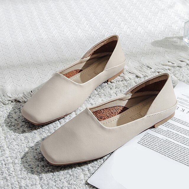 Shoes & Bags Womens Shoes | Womens Flats Plus Size Flat Heel Square Toe Elegant Casual Minimalism Daily Office Walking Shoes Out