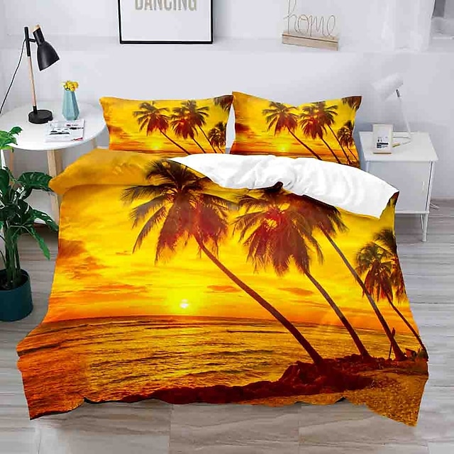  3D beddengoed zomer strand oceaan mariene leven print print dekbedovertrek beddengoed sets dekbedovertrek met 1 print print dekbedovertrek of sprei, 2 kussenslopen voor dubbel/queen/king