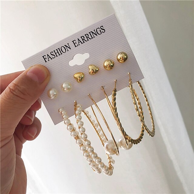 Shoes & Bags Fashion Accessories | 6 Pairs Earrings For Womens Gift Daily Date Gold Plated Classic Fashion - SZ98734