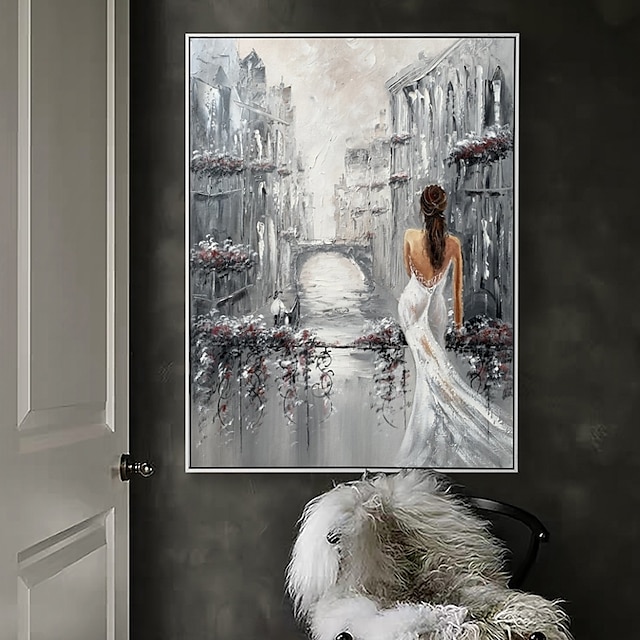 Home & Garden Wall Art | Hand-painted oil painting abstract modern light Sexy Lady living room luxury bedroom City Impression oi