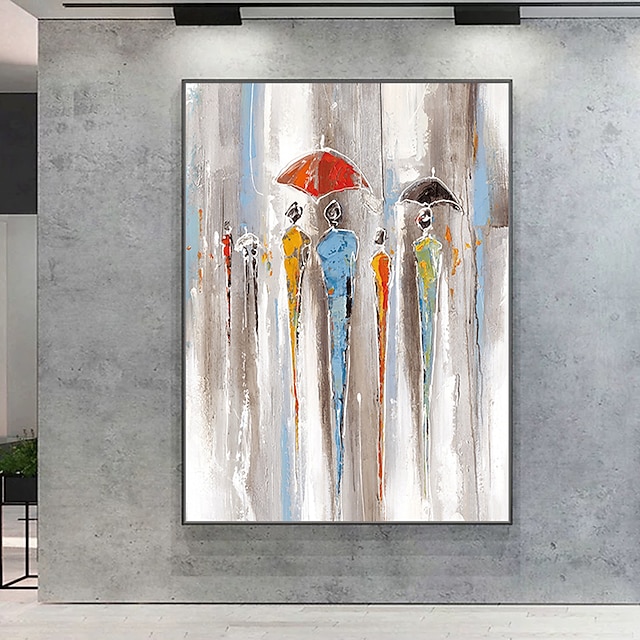 Home & Garden Wall Art | Oil Painting Hand Painted Vertical Abstract People Contemporary Modern Rolled Canvas (No Frame) - ZB002