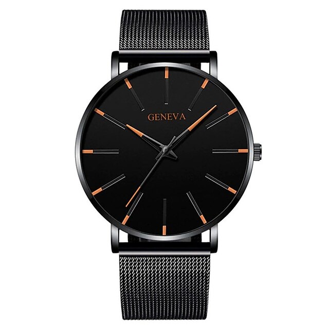 Geneva Quartz Watch for Men Minimalist Ultra Thin Stainless Steel Watch ...