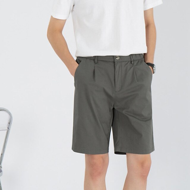 Mens Clothing Mens Bottoms | Mens Classic Style Basic Bermuda shorts Chino Shorts Pocket Elastic Waist Knee Length Pants Casual 